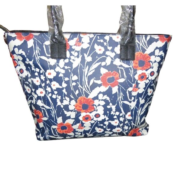 Trina Turk Kardin De Paris Floral Poppies Vegan Leather Double Handle Tote NWT - Picture 2 of 12